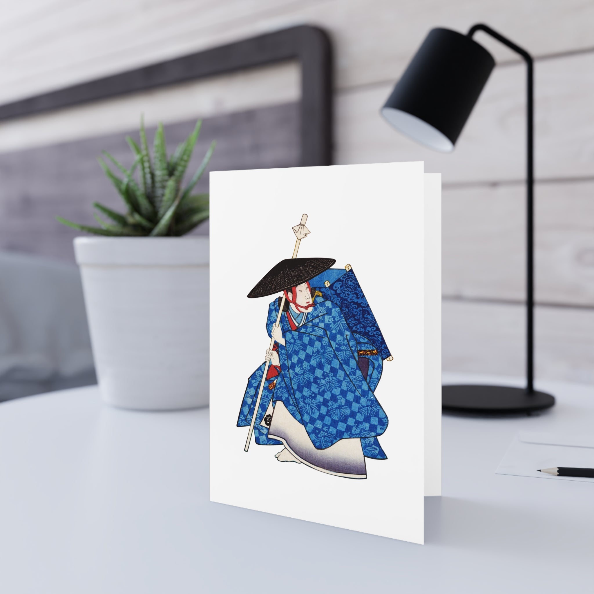 Minamoto Yoshitsune Greeting Card - Manga Hanga - 