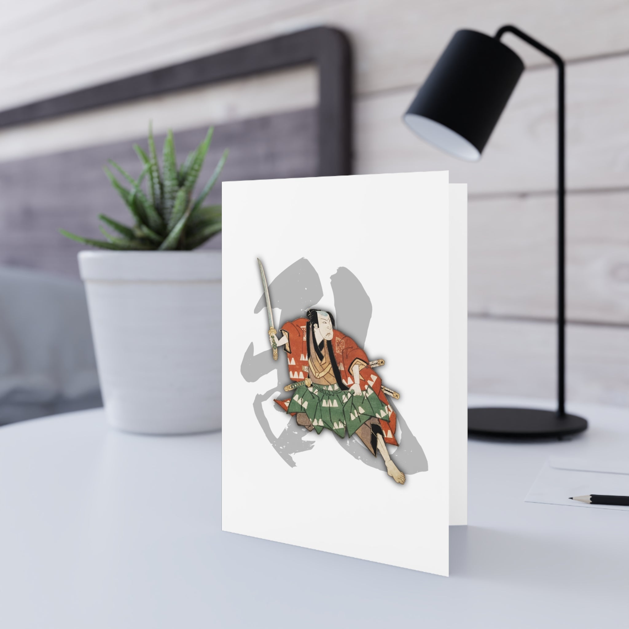 Mōri Motonari Greeting Card - Manga Hanga - 