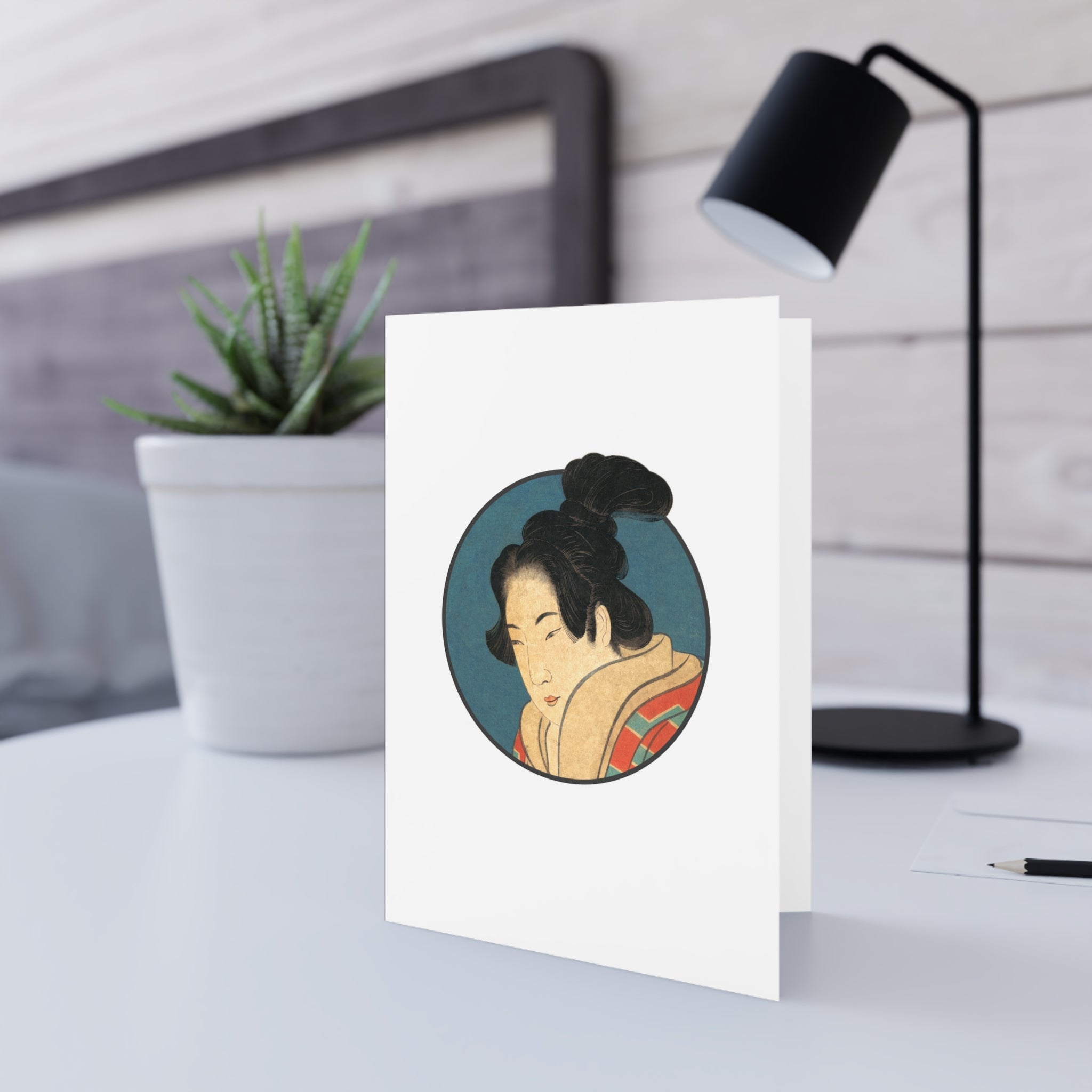 Portrait of a Woman Greeting Card - Manga Hanga - 