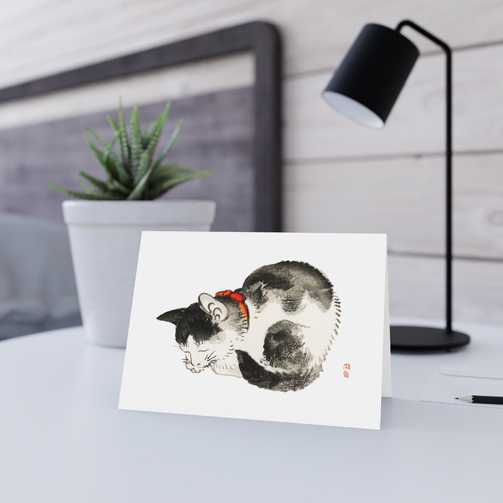 Sleeping Cat Greeting Card - Manga Hanga - 