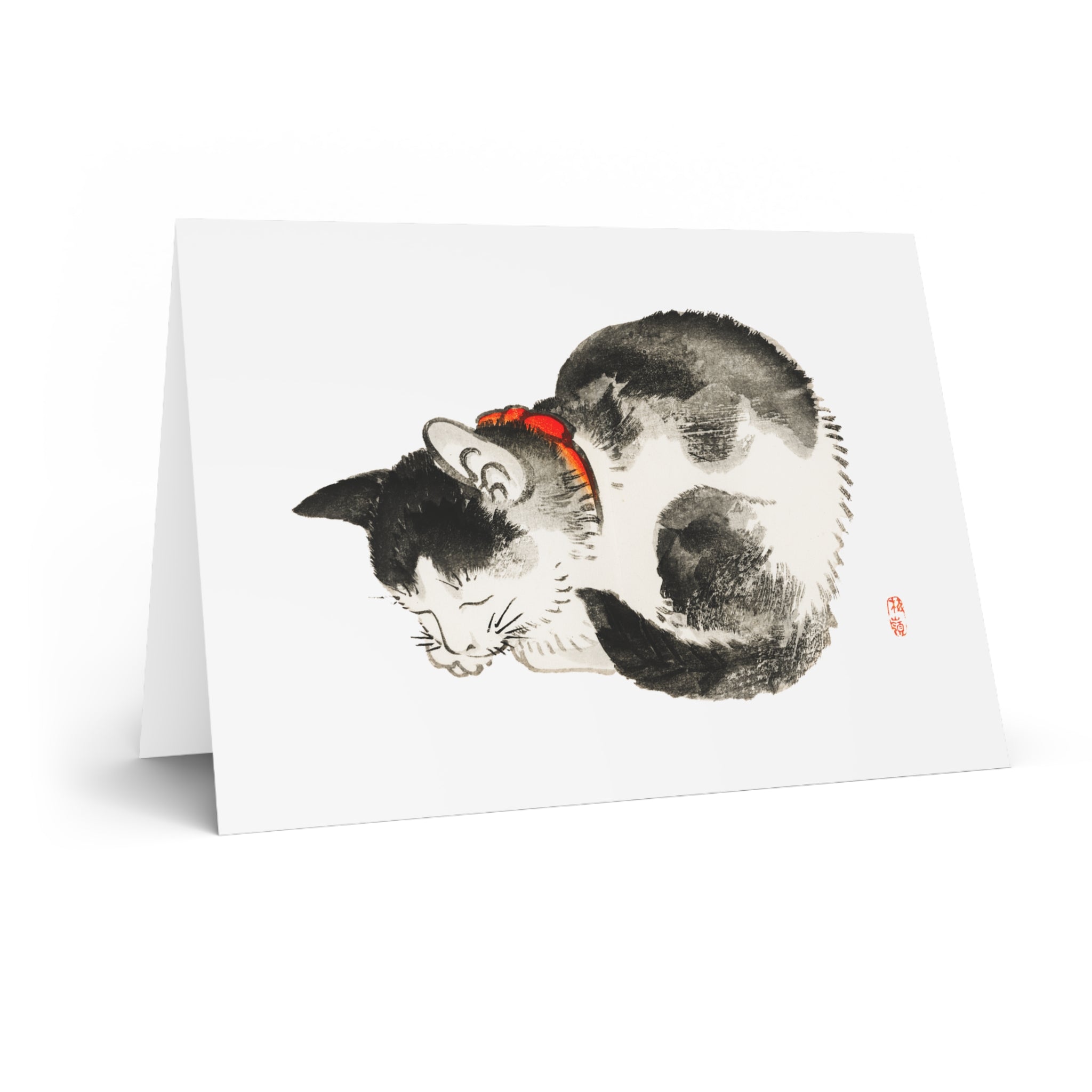 Sleeping Cat Greeting Card - Manga Hanga - 18791004577621413011
