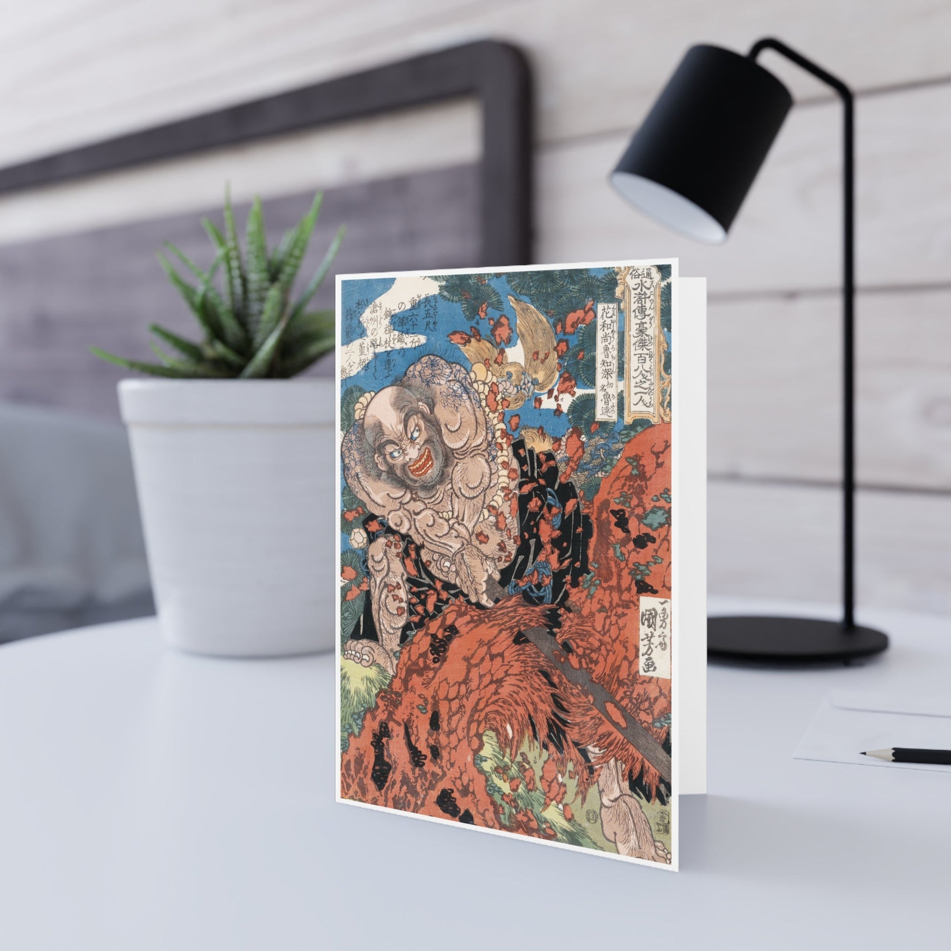 Manga Hanga - Greeting Card - Greeting Card - Kaoshō Rochishin (花和尚魯智深) - 30005138610389429351